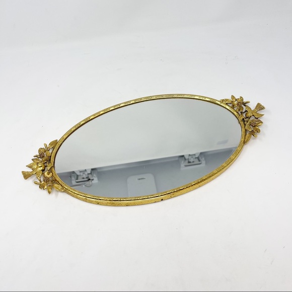 Vintage MATSON Mirror Vanity Tray Bird & Dogwood